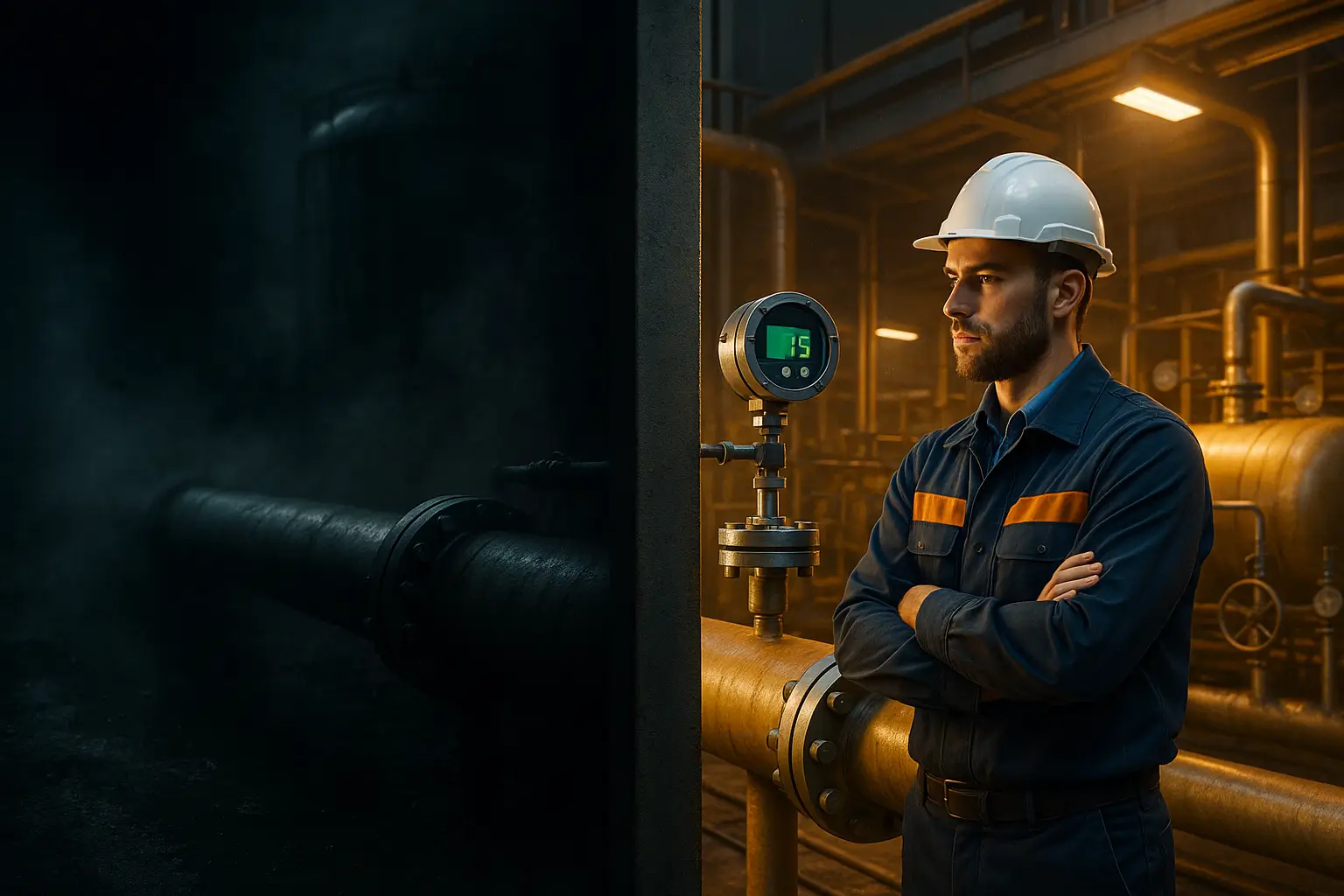 инженер контролирует высокое давление