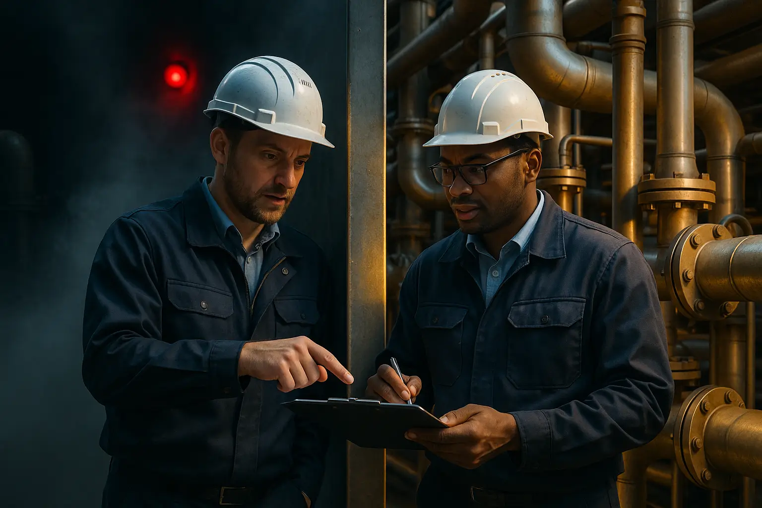 инженеры обсуждают производственные параметры